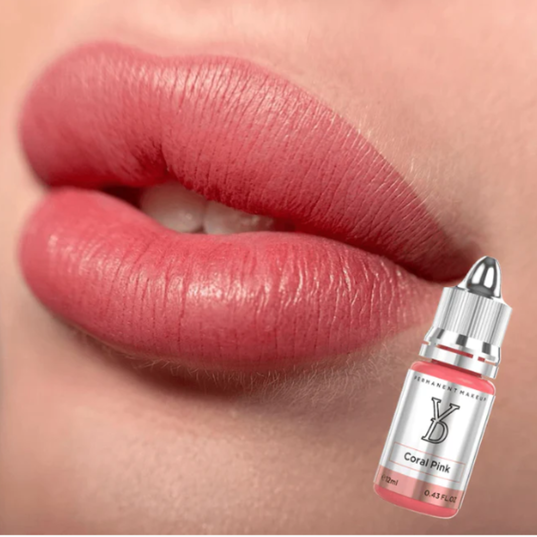 Risultato lip blush realizzato con pigmento YDPMU Coral Pink effetto corallo caldo luminoso e naturale su labbra