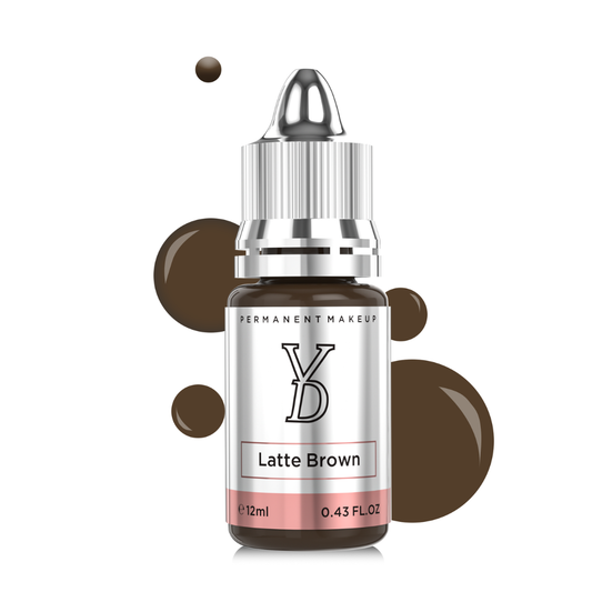Pigmento PMU YDPMU Latte Brown 12 ml marrone neutro morbido con lieve sottotono freddo per sopracciglia professionali