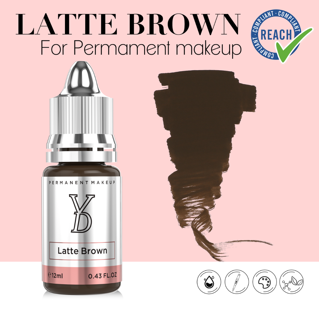 Swatch pigmento YDPMU Latte Brown marrone latte neutro freddo texture professionale per Powder Brows e sopracciglia PMU