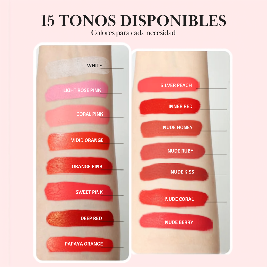 Gamma colori YDPMU Powder Lip Series con Nude Berry confronto tonalità nude berry rosa e rosse professionali