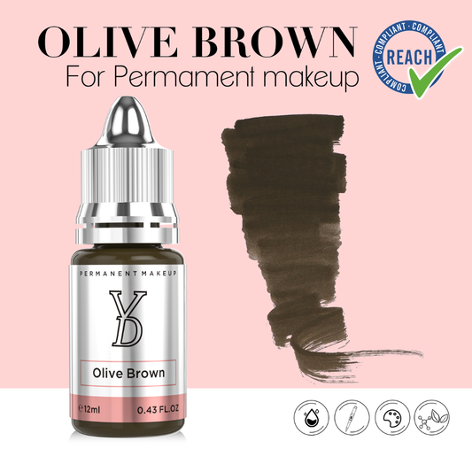Swatch Olive Brown YDPMU pigmento PMU sopracciglia marrone oliva freddo texture professionale alta saturazione per powder brows