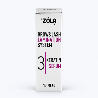 ZOLA Keratin Serum 03 – Laminazione classica ciglia e sopracciglia, immagine studio su fondo chiaro